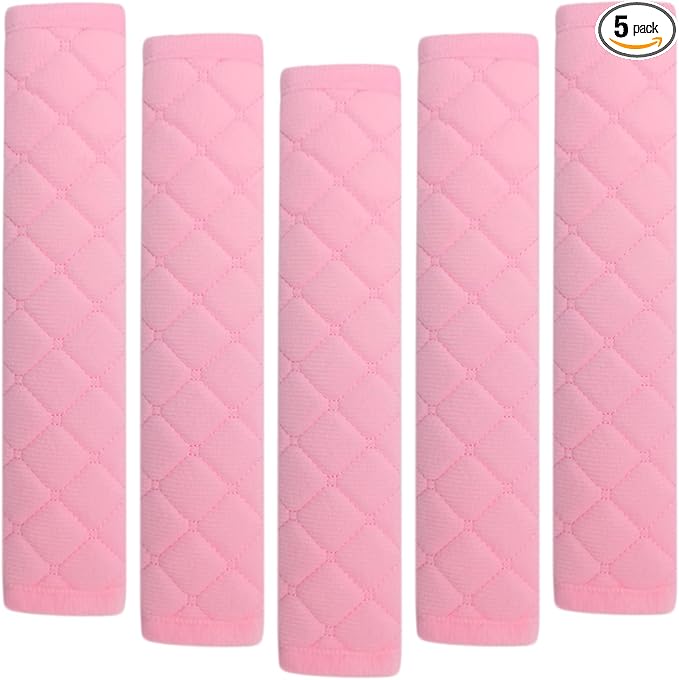 Car Seat Belt Cover Pad, 5 Pack, Seatbelt Covers for Car Accessories, Soft Material, Car Seat Strap Pads, Pink 10.63 inches, Applicable for All Vehicles, Comfort for Neck Shoulders (5-Pink)