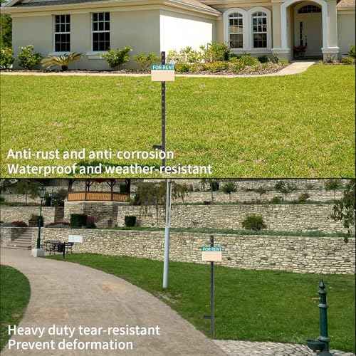 2pcs Heavy Duty Yard Stakes, 46in Metal Yard Sign Poles Holder T-Bar Ground Stakes Sign Posts for Outside, Lawn, Bar, Parking Lot, Holiday, Graduation, Estate Garage Sale Events (Black)
