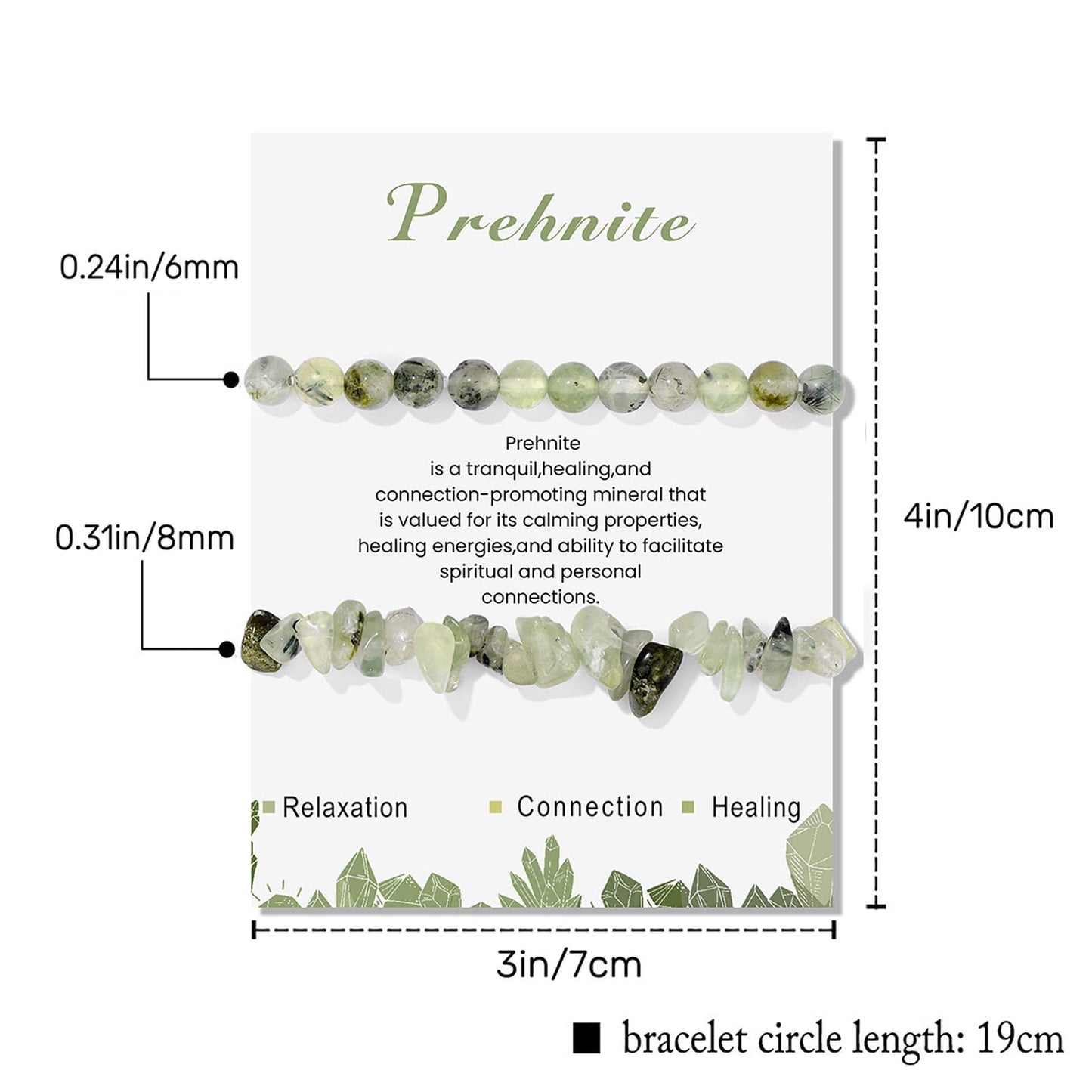 2Pcs Prehnite Bracelet for Women 6mm Handmade Adjustable Prehnite Beaded Bracelet Natural Stone Gemstone Bracelets Prehnite Crystal Bracelet Healing Crystal Bracelet Prehnite Jewelry for Women Men