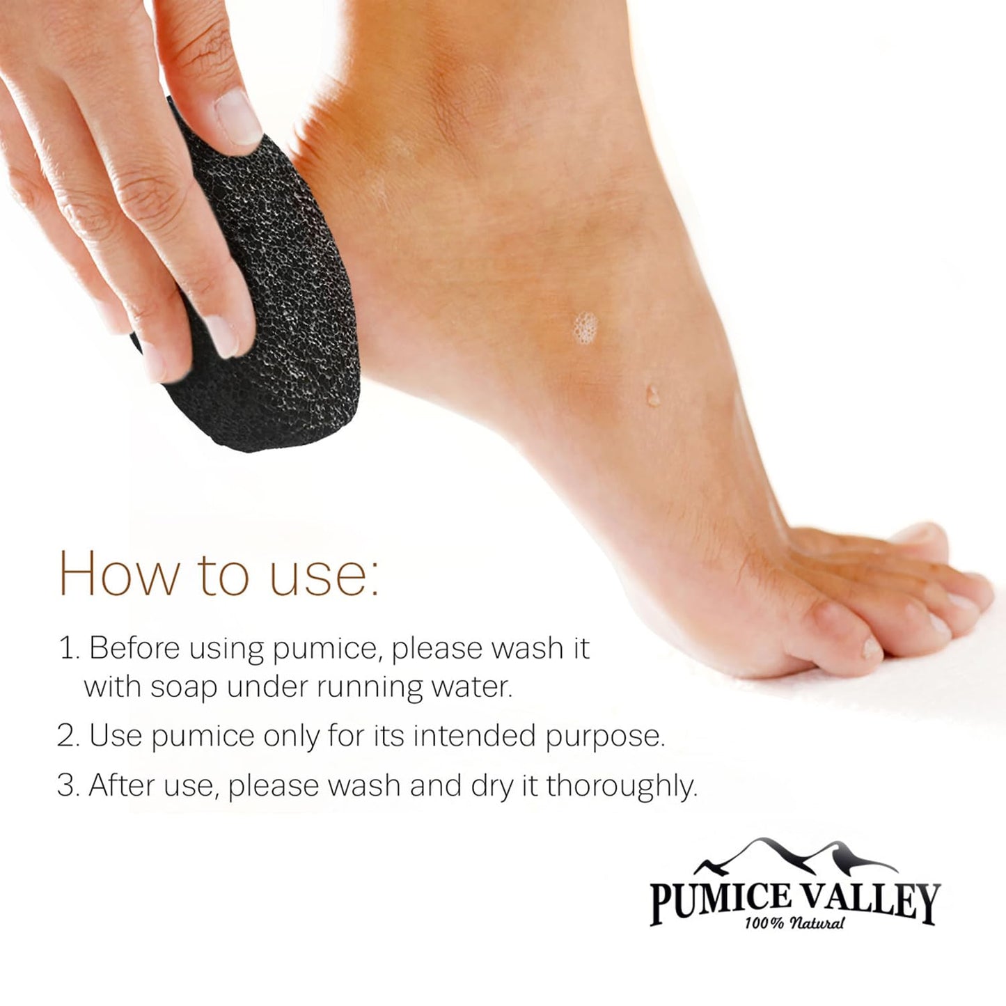 Pumice Stones for Feet - Natural Black Brown Earth Lava Stones Pack of 2 - Callus Corn Remover for Feet Heels and Palm - Pedicure Exfoliation Tool - Dry Dead Skin Scrubber - Health Foot Care