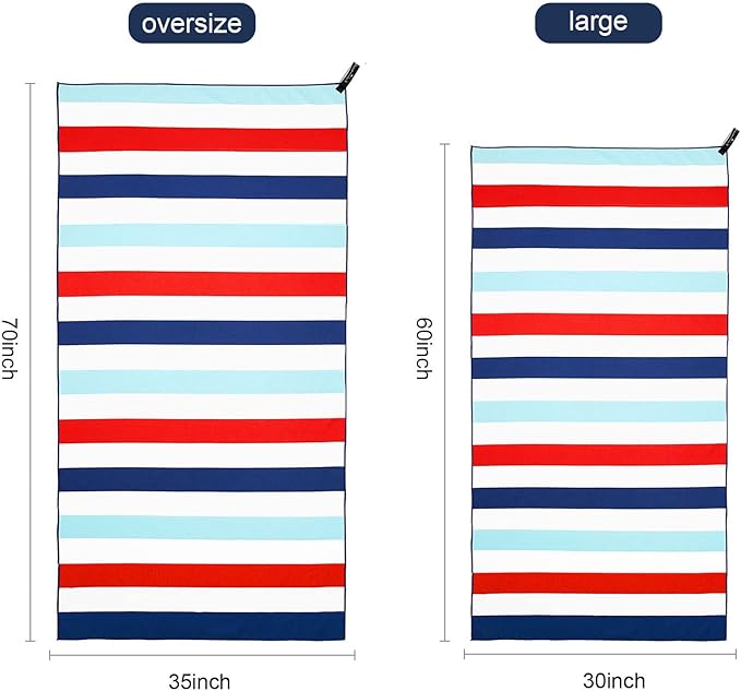 Exclusivo Mezcla Microfiber Quick Dry Beach Towel, Oversized Lightweight Sandfree Pool Towel for Swimming Camping Travel with Bag (Navy, 35x70 Inches)
