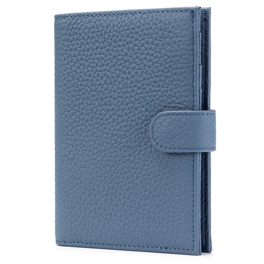 LnxLtw Leather RFID Blocking Passport Holder for Travel Women – Multiple Slim Passport Wallet for Women with Card Slots, Zippered Coin Pocket & Travel Passport Cover Case Gift Ready– Denim Blue