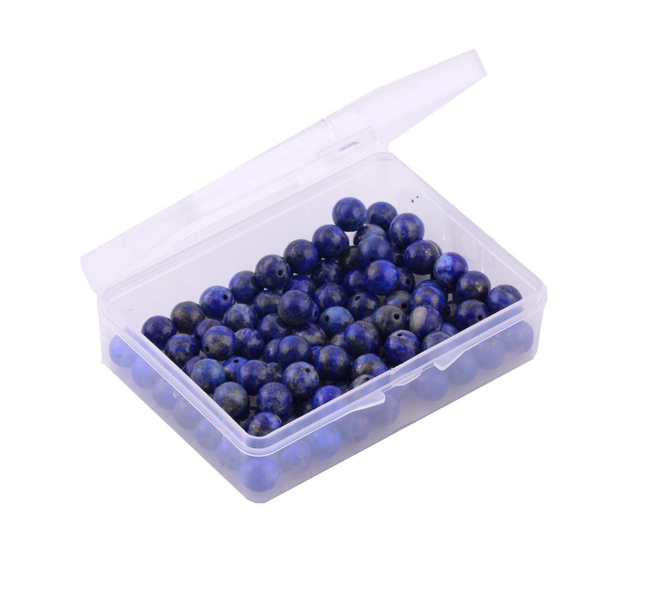 Natural Stone Beads 100pcs 8mm Lapis Lazuli Round Genuine Real Stone Beading Loose Gemstone Hole Size 1mm DIY Charm Smooth Beads for Bracelet Necklace Earrings Jewelry Making (Lapis Lazuli Blue, 8mm)