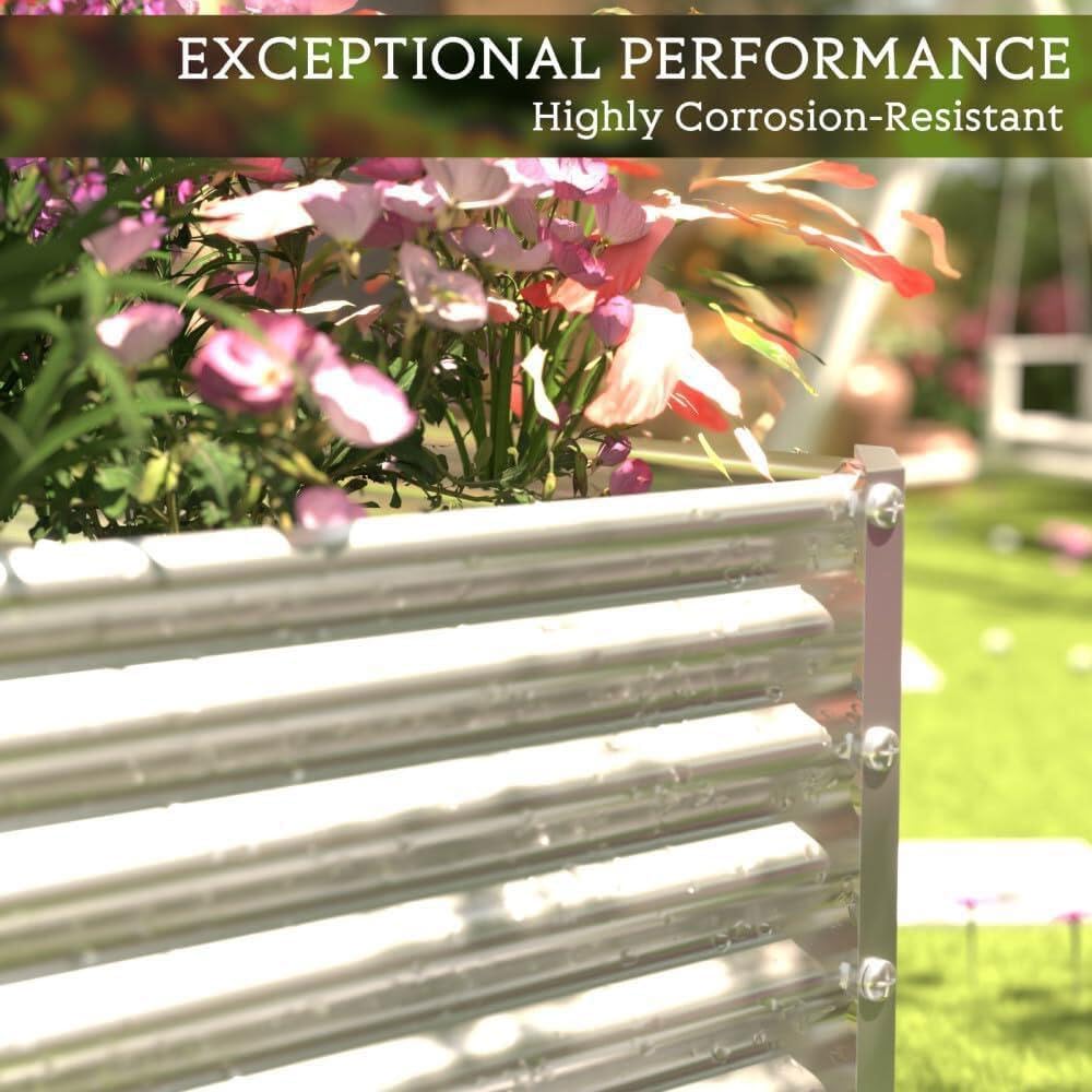 FRIZIONE 2pcs Tall 6x3x1.5ft Galvanized Raised Garden Bed Outdoor,Steel Garden Bed for Vegetables,Above Ground Garden Box for Flower,Metal Raised Beds for Gardening