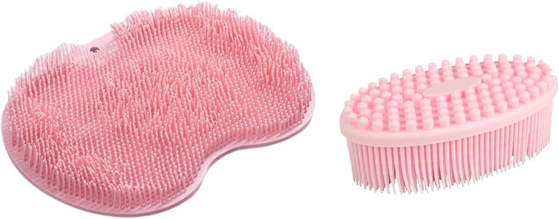 ZSKXYRUS Shower Foot Scrubber Mat, Silicone Foot & Back Scrubber for Shower with Non-Slip Suction Cups and Storage Hooks,Foot Massager Cleaner for Men and Women Use (Blue) (Pink)