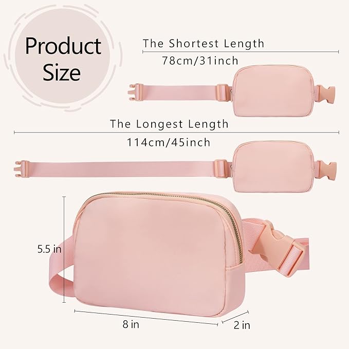 VOROLO Fanny Pack For Women And Men Crossbody Bag Belt Bag with Adjustable Strap Graduation Gifts Light Pink