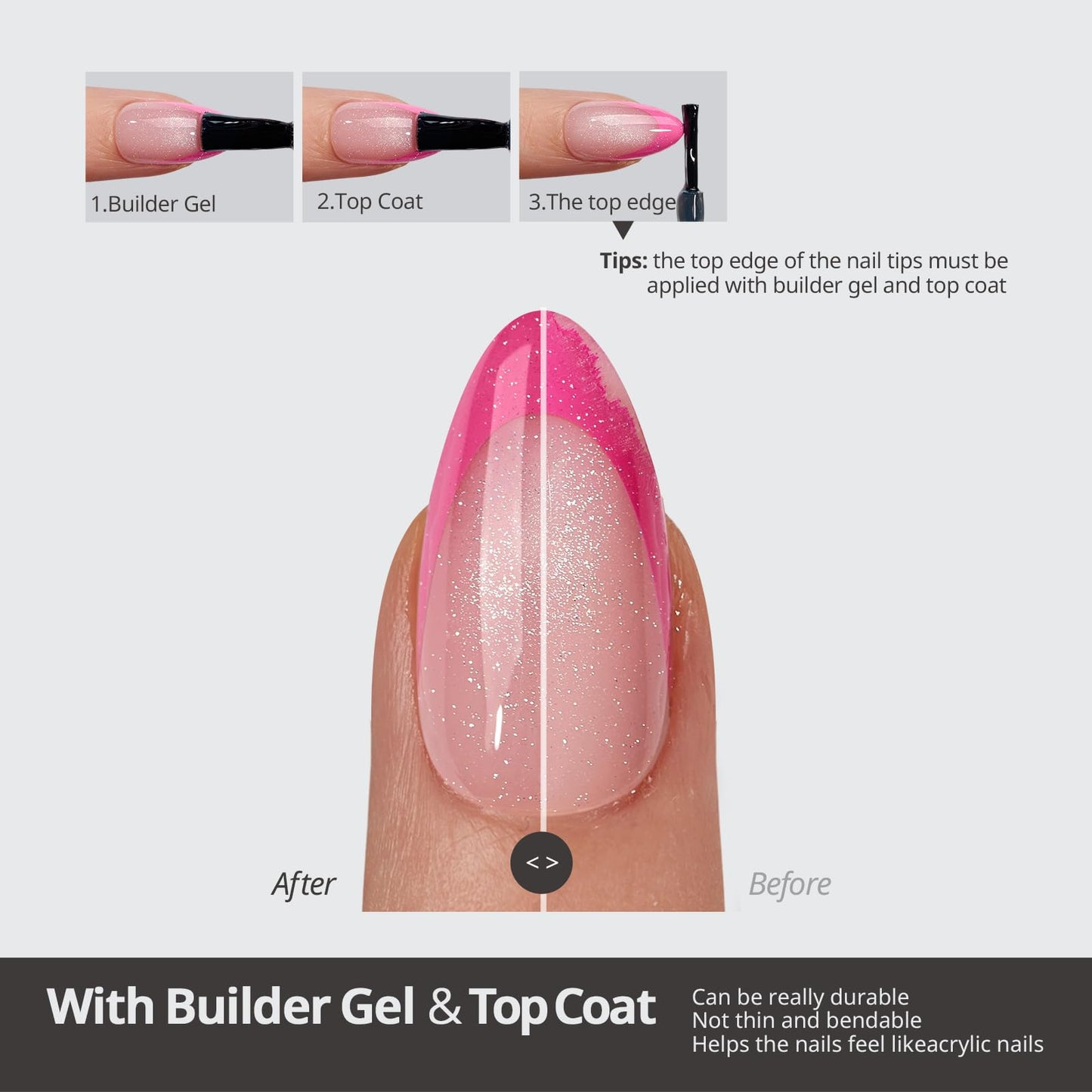 BTArtboxnails XCOATTIPS 5 Brighter Pastel French Tip Press on Nails - Short Coffin, Cat Eye Base, 4-Week Wear, Easy-to-Apply, Soak Off, Salon Quality Value at Home, 16 Size - 160 Fake Nails