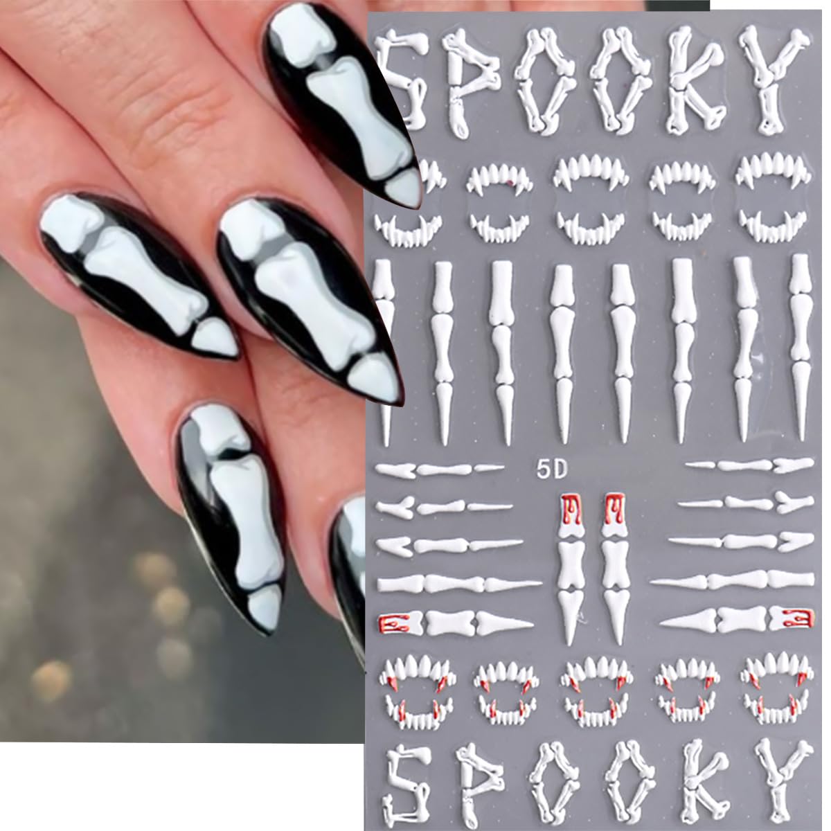 3 Sheets Halloween 5D Embossed Nail Art Stickers Cute Ghost Spider Wed Nail Decals Self Adhesive Gothic Pumpkin Skull Nail Stickers Glitter Gold Nail Design Decals Holiday Nail Decoration for Women