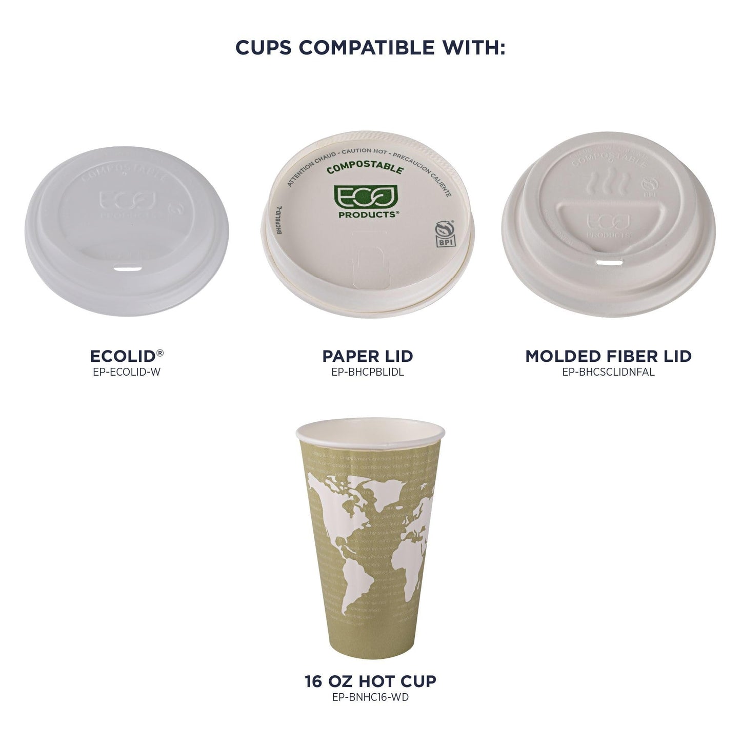 ECO PRODUCTS Compostable Disposable Insulated World Art 16oz Large Coffee Cups, Case of 600, Renewable Double-wall Hot Paper Cup, Plant Based PLA Lining, No Sleeves Needed, Color Coded