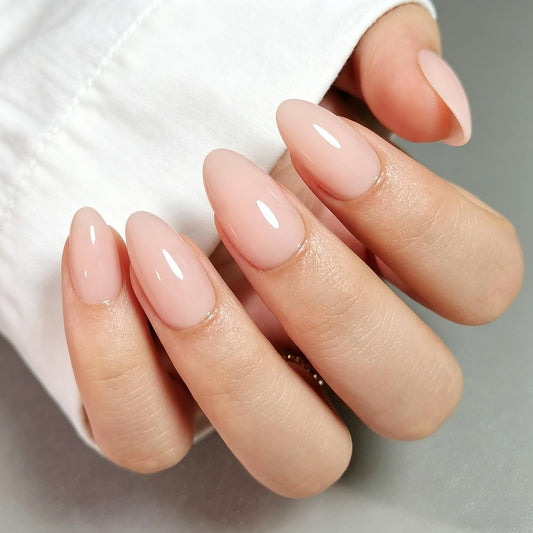 Bonitiva Short Almond Press On Nails, Glossy Nude Soft Gel Reusable, 32PCS 16 Sizes, Salon Quality Long Lasting Fake Nails with Nail Glue & File Kit for Women Girls, Daily Wear