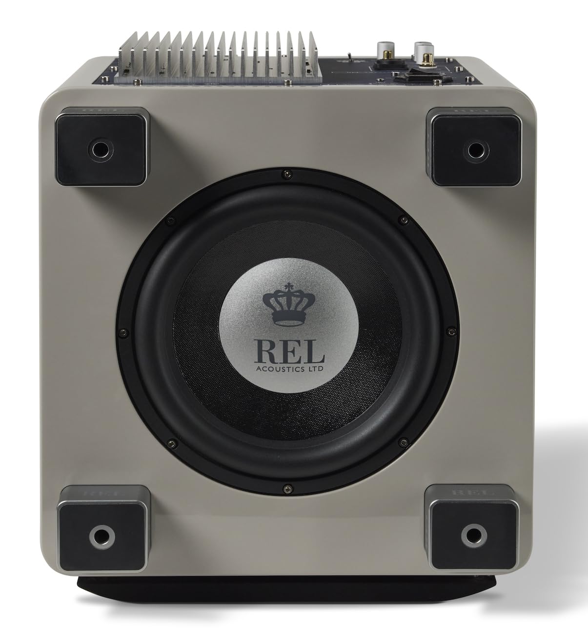 REL T/9x 10-Inch Powered Subwoofer – Sealed Design with Class AB Amplifier, RCA Inputs, and Deep Bass for HiFi Stereo Systems, Home Theater, and Surround Sound – High Gloss Grey Finish