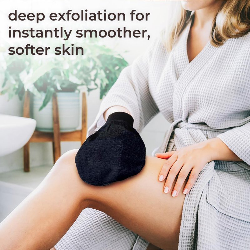 Natural Elephant Exfoliating Hammam Glove - Face and Body Exfoliator Mitt (Pure Black (Pack of 5))