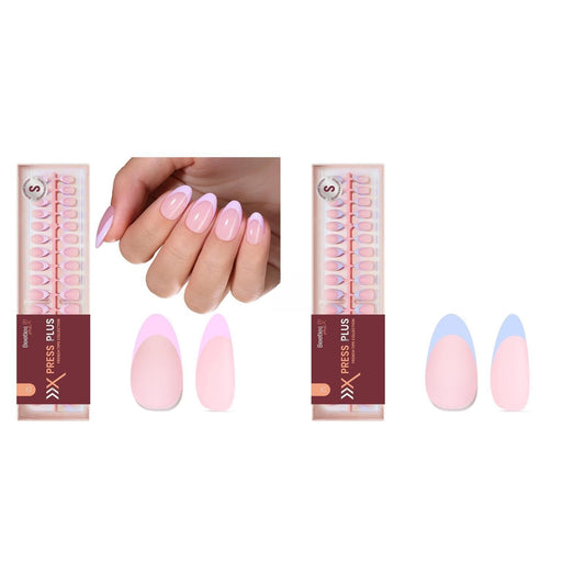 Beetles Purple French Tips Press On Nails - Pastel Spring Short Almond 160 Pcs with Blue French Tips Press On Nails Pastel Spring Short Almond 160 Pcs