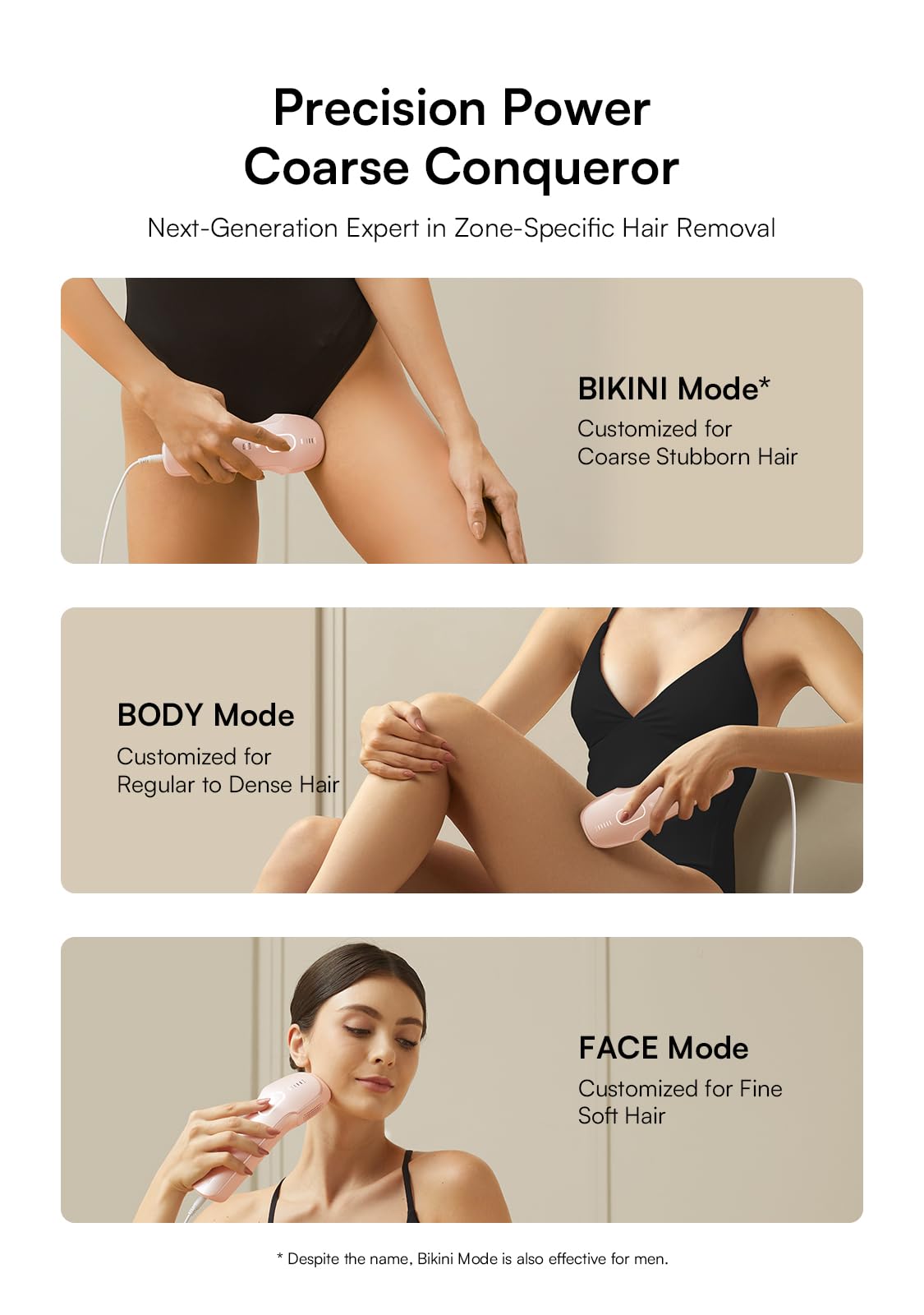 INIA Laser Hair Removal with Ice-Cooling Care for Women and Men, HAUTE Pro Painless at-Home IPL Hair Remover for Coarse Hair in Bikini All Body Areas, Latest Generation for Effective Results (Pink)