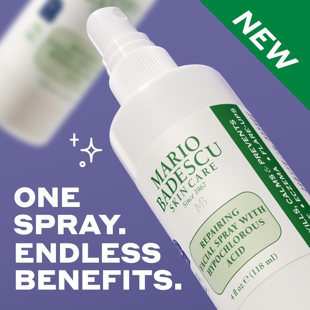 Mario Badescu Facial Spray Bundle | Hydrating Aloe, Rose Water & Herbs Mist + Repairing HOCl Facial Spray with Hypochlorous Acid | Soothes, Hydrates & Reduces Redness | Non-Irritating, Fragrance-Free