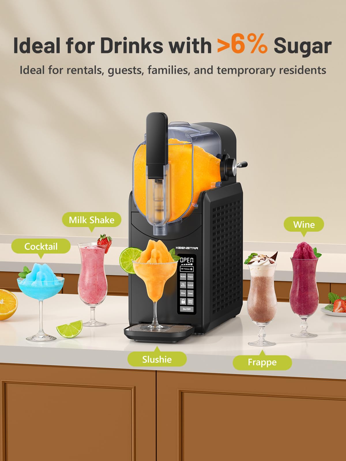KEENSTAR 88oz Slushie Machine, Slushy Machine for Home with 5 Preset Programs, No Ice Needed, Frozen Drink Maker with Self-Cleaning for Frozen Margaritas, Frappés, Milkshake & More