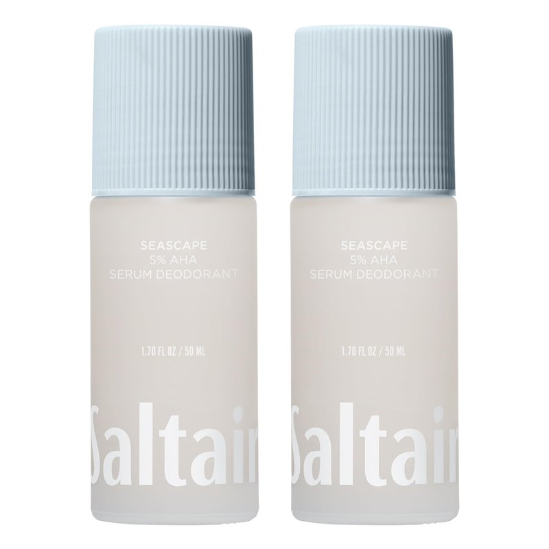 Saltair Serum Deodorant 2 Pack – 5% AHA – Aluminum-Free Odor Control for Women & Men – Mandelic Acid Deodorant with Lactic Acid – Seascape Scent – 2x 1.7oz Travel Roll On