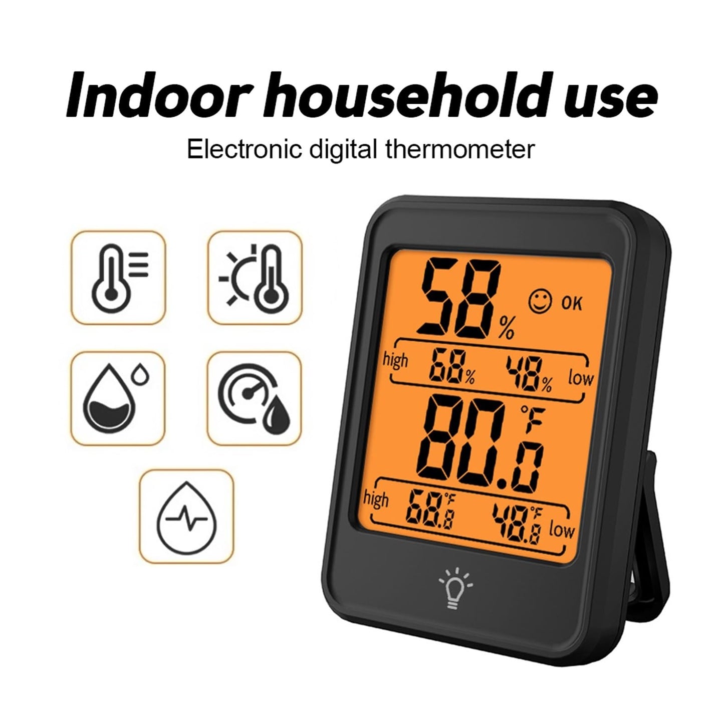 CVGfko Large Size LCD Digital Thermometer Hygrometer Indoor Room Electronic Temperature Humidity Meter Sensor Gauge Weather Station,Mc40 Black