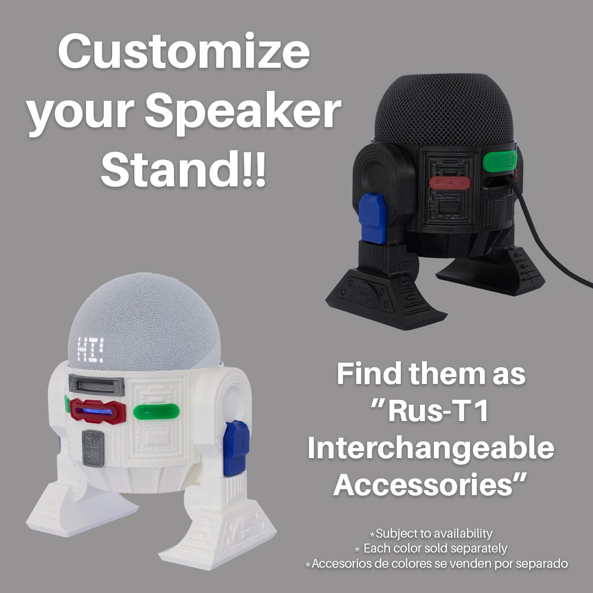 Android Rus-T1 Stand Speaker Compatible with Alexa Echo Dot 3 Gen, 4 Gen, 5 Gen, HomePod mini, Google Home Mini/Nest Mini y genericos (White/Blue)