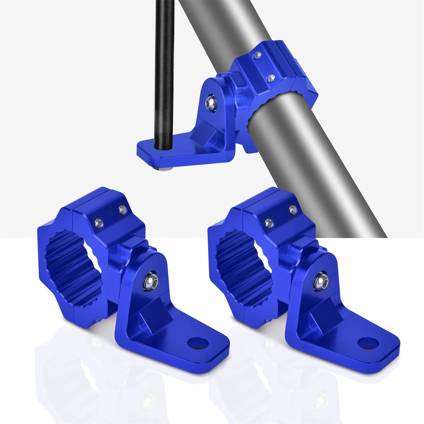ZIDIYORUO UTV Whip and Spot Light Mount, 360 Rotating Flag Hole, Aluminium Alloy, 1.75" to 2" Roll Cage (2 PCS Blue)