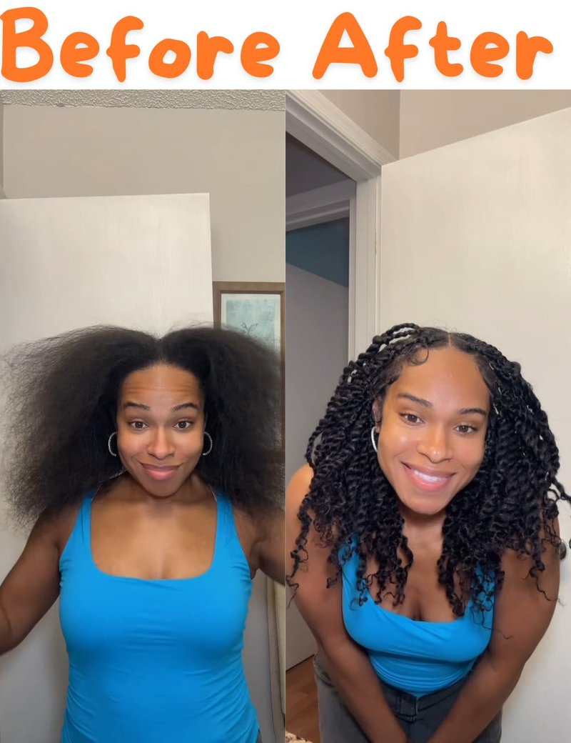 Style Icon 1 Bundle Afro Kinkys Bulk Human Hair (14", Natural Black) - Afro Twist Braids - Curly Extensions - Dreadlocks - Loc Braiding Hair