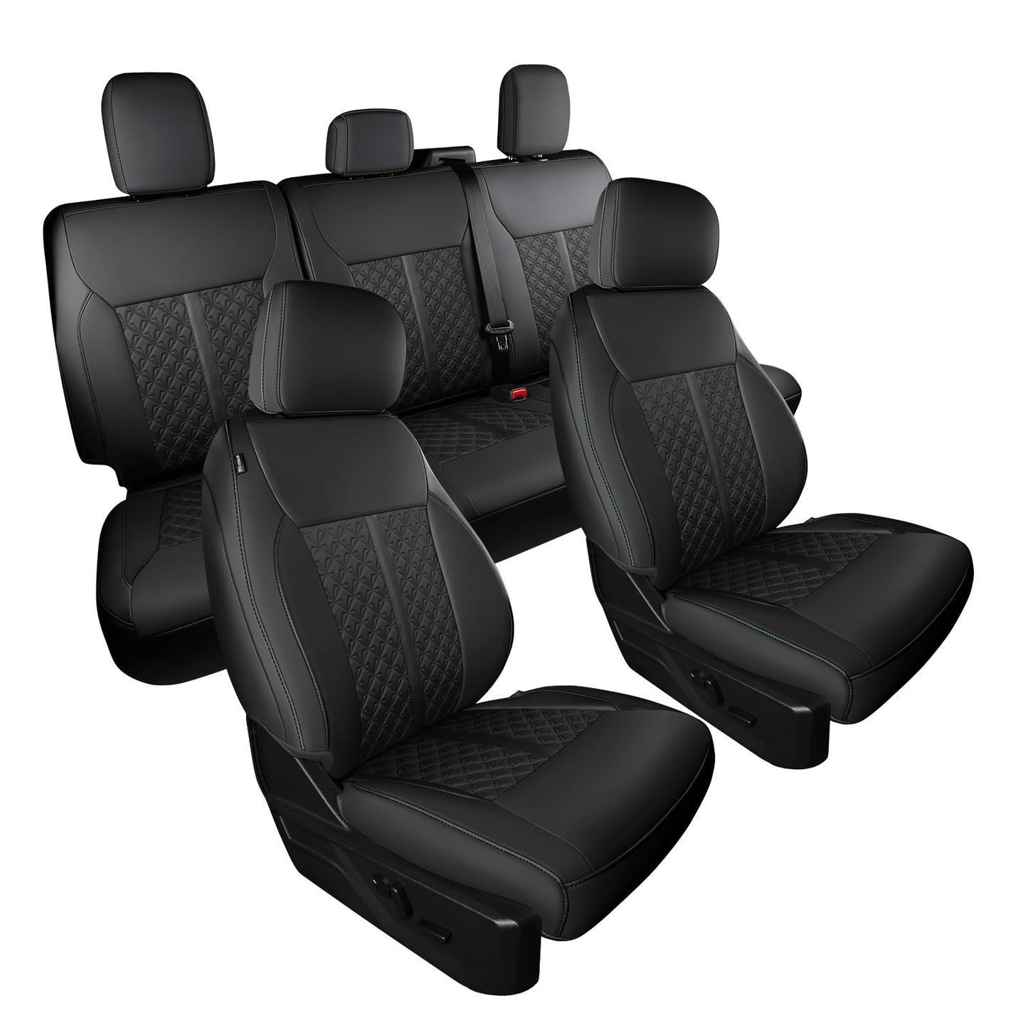 FEINEPRO Custom for Ford F150 Seat Cover 2021 2022 2023 2024 2025 - Custom-Fit Full Set Leather Truck Seat Cover for 2021-2025 F150 XL/XLT/Lariat F150 Accessories