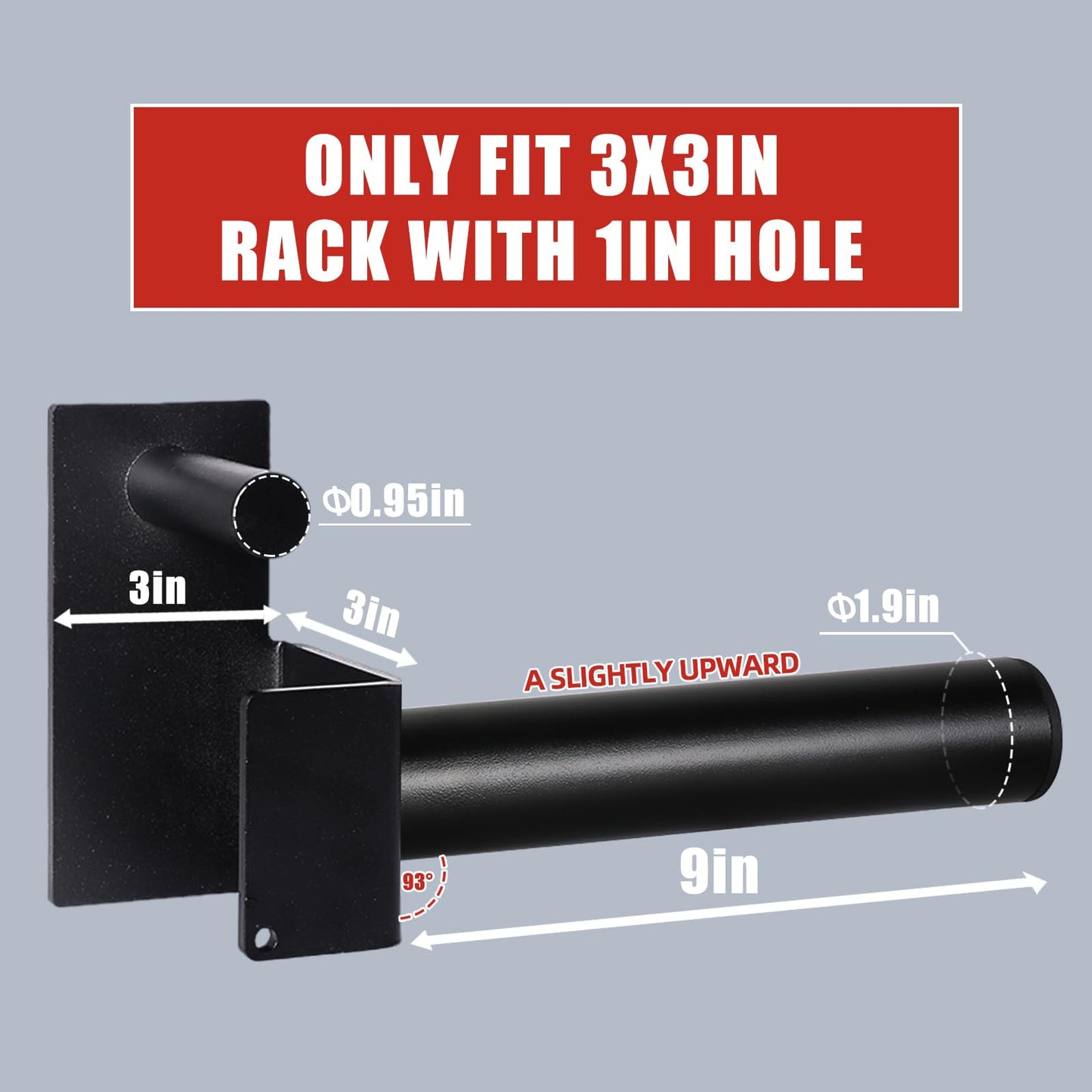 GymPala Olympic Weight Plate Holder - Fit 3x3-Inch Power/Squat Racks with 1" Hole"
