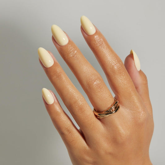 LAMIMOSA 32Pcs Butter Yellow Press On Nails Short Almond – Soft Gel Solid Color Fake Nails in 16 Sizes, Yellow Glue on Nail kit, Spring Nails, BUTTERCUP