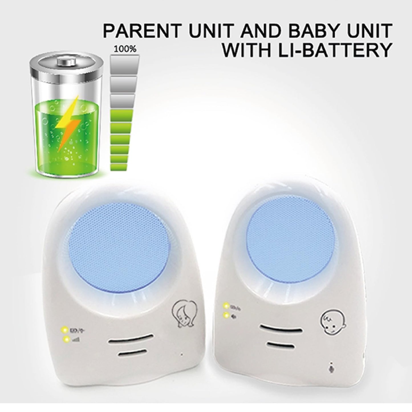 Baby Monitor Audio Only, Baby Sound Monitor for Baby Sleeping with Night Light Noise Detection, 20 Hours Standby Time Wireless Enhanced Range