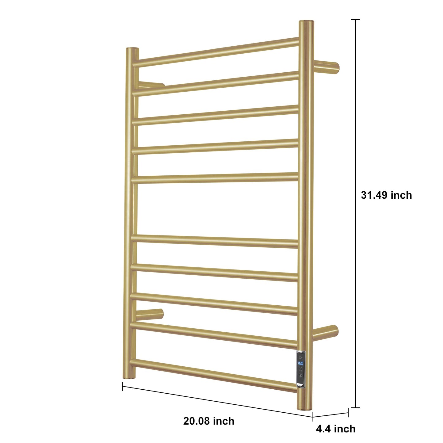 BLARALA Heated Towel Racks for Bathroom, Wall Mounted Electric Towel Warmer Racks with Timer & Temperature Control, 10 Bar Stainless Steel Towel Heater for Bathroom，Brushed Gold