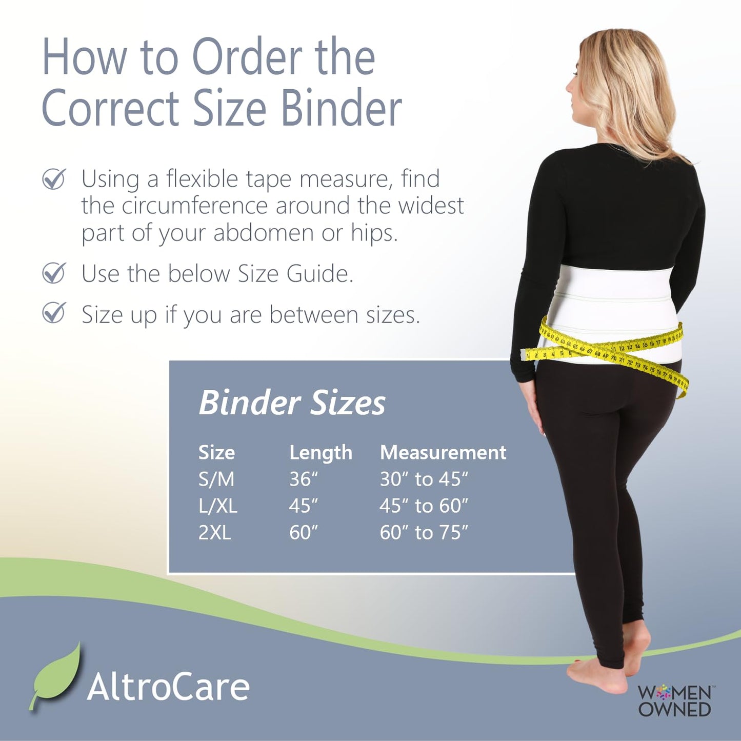 AltroCare Postpartum & Post Surgery Abdominal Binder. 3-Panel belly band for recovery after childbirth, hysterectomy, tummy tuck, hernia, diastasis recti. Size L/XL (45" to 60""). Made in USA."