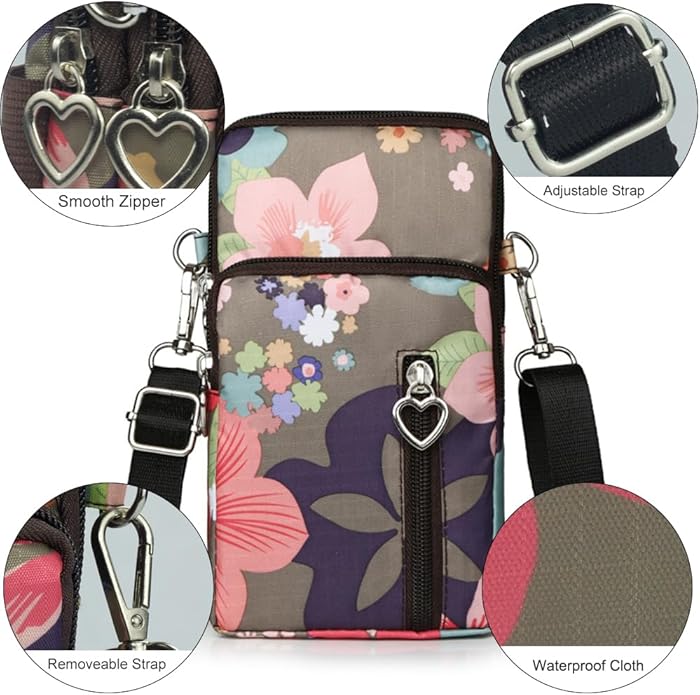 JANKS Small Crossbody Bag for Women - Mini Phone Purses with Crossbody Strap and Wallet - Nylon Arm Bag