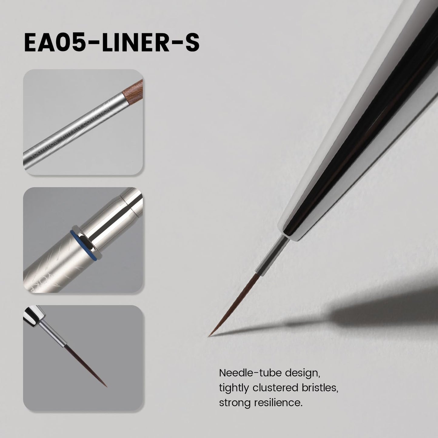 YOKEFELLOW EliteAlly Nail Art Liner Brushes,6mm Detail Liner Brush For Nail Art Painting Manicure Design Professional Nail Art Tool(EA05 LINER-S)