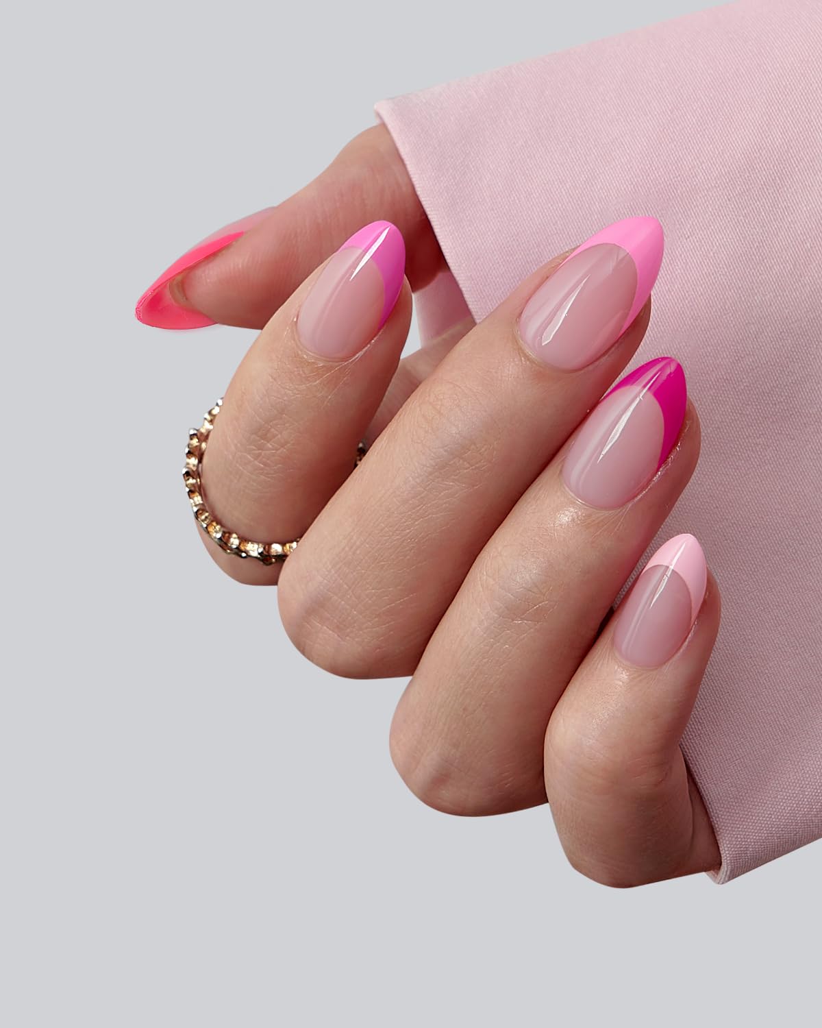 BTARTBOXNAILS Nail Tips Builder Gel Set Pink French Tip Press On Nails