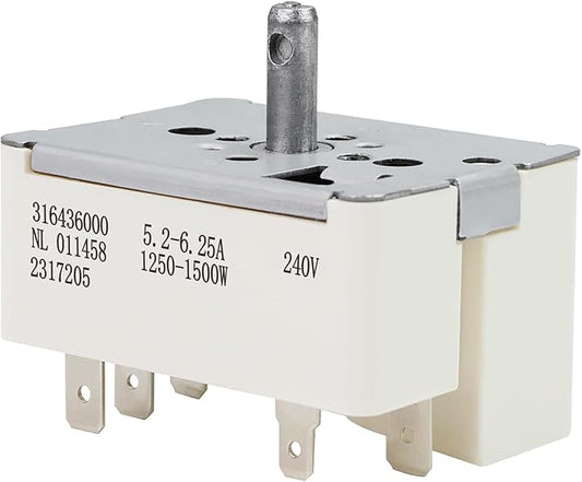 316436000 Surface Infinite Burner Range Switch, Burner Infinite Control Switch, Fits for Frigidaire (6 Inch), Replaces Part 316021500, 5304506424, 1155394, AP3890378, EAP1145039, PS1145039