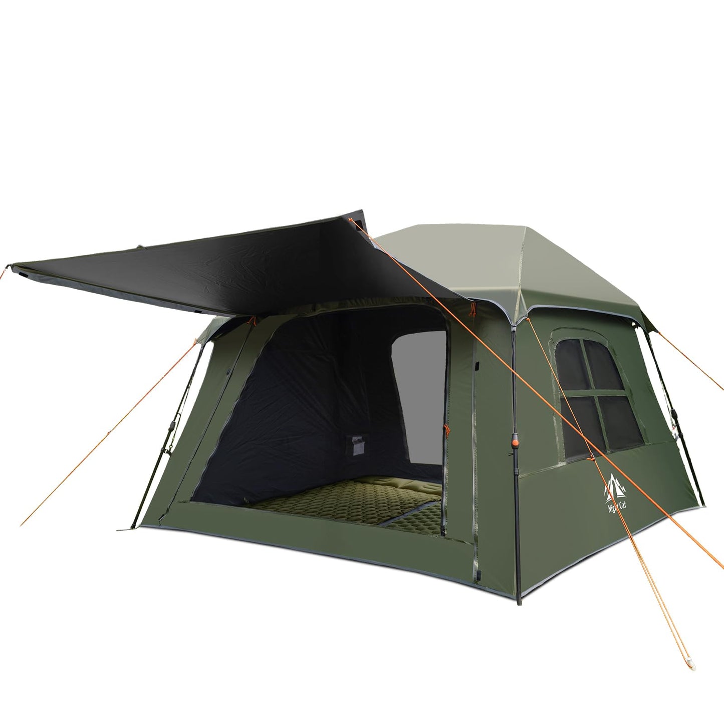 Night Cat Blackout Cabin Tent: 4 Person Pop Up Camping Tent with Vestibule & Rainfly Waterproof Instant Easy Setup Family Tent