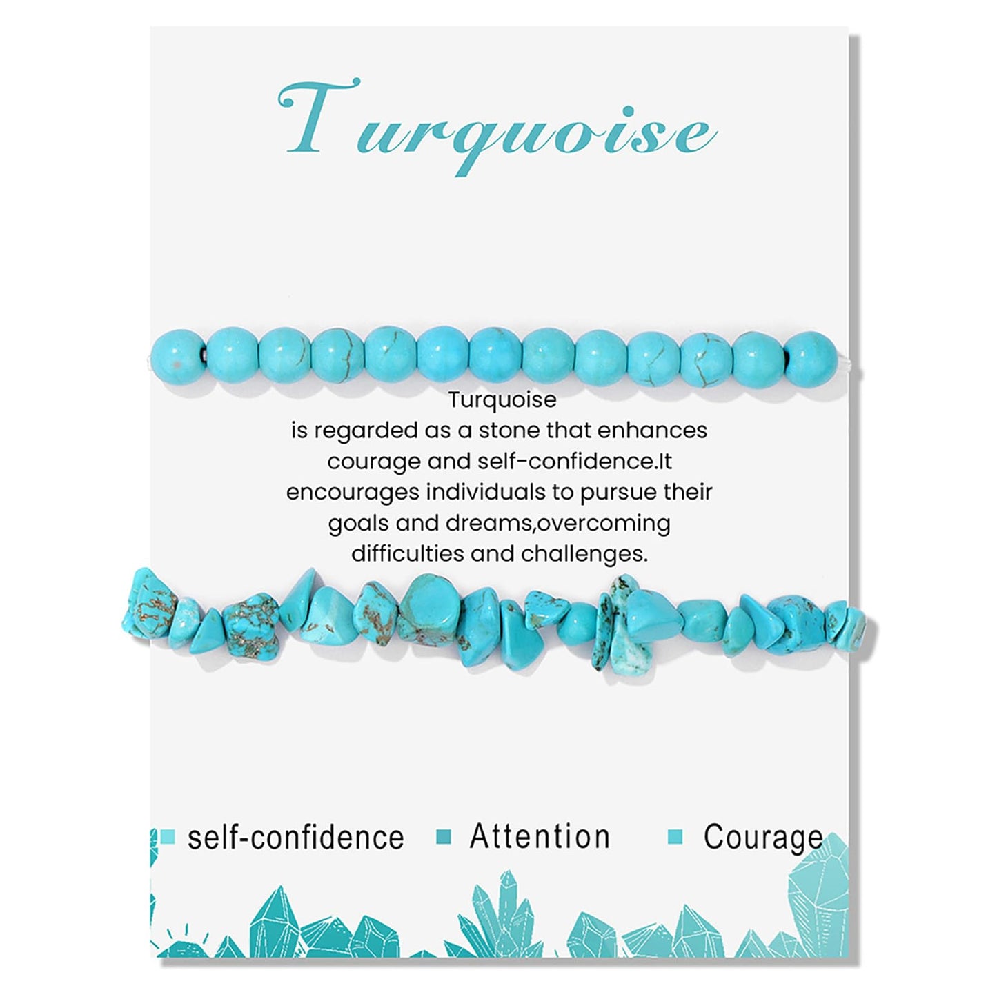 Turquoise Bracelets for Women 2Pcs 6mm Natural Stone Bracelet Turquoise Bead Bracelet Healing Crystal Bracelet Turquoise Jewelry for Women
