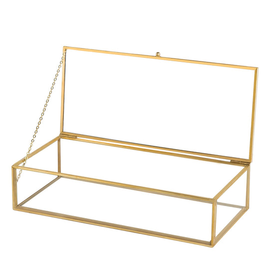Giadun Vintage Glass Keepsake Box, Rectangle Jewelry Display Organizer Box Vanity Lidded Box Home Decor Accent Decorative Box for Storage Trinket Rings Bracelet