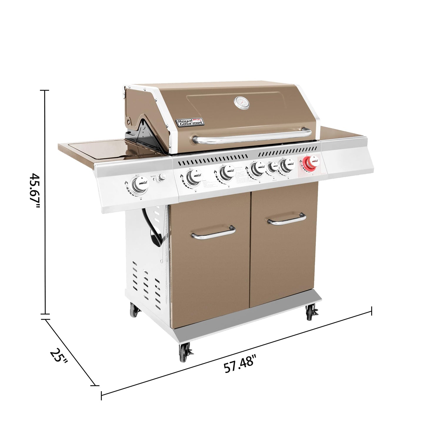 Royal Gourmet GA5403C 5-Burner Propane Gas Grill with Side Burner & Warming Rack, Outdoor BBQ Grill with 74,000 BTUs Output & 738 Sq. in. Cooking Area for Outdoor Barbecue, Coffee