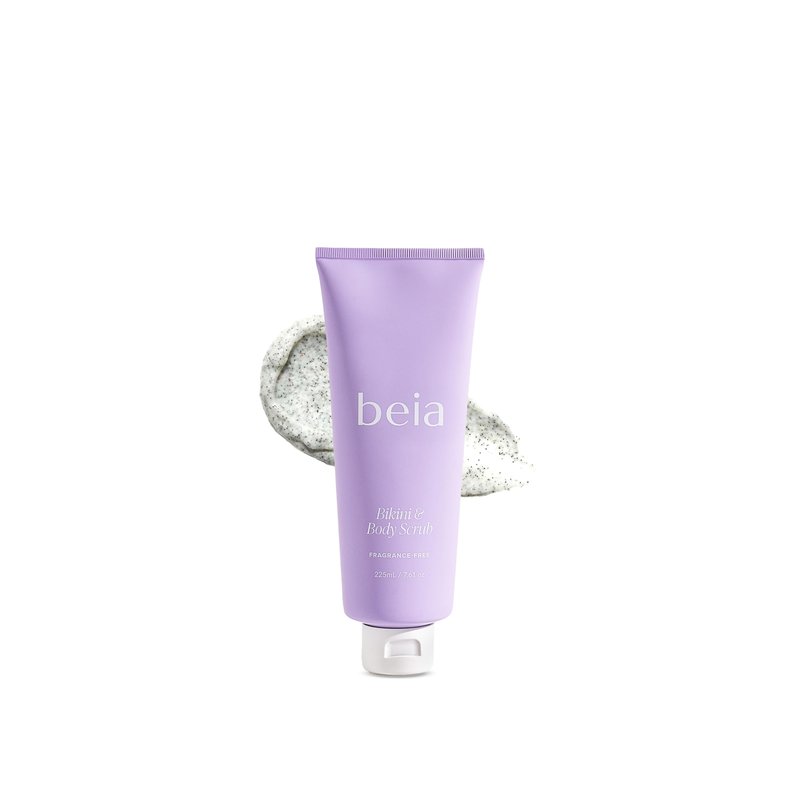 Beia Exfoliating Body Scrub for Bikini Area - Sugar Scrub-like Texture- Kp Bump Body Exfoliator with Glycolic Acid & Rice Extract - Fights Ingrown Hairs, Razor Bumps & Dry Skin for Smooth Skin 7.6 Oz