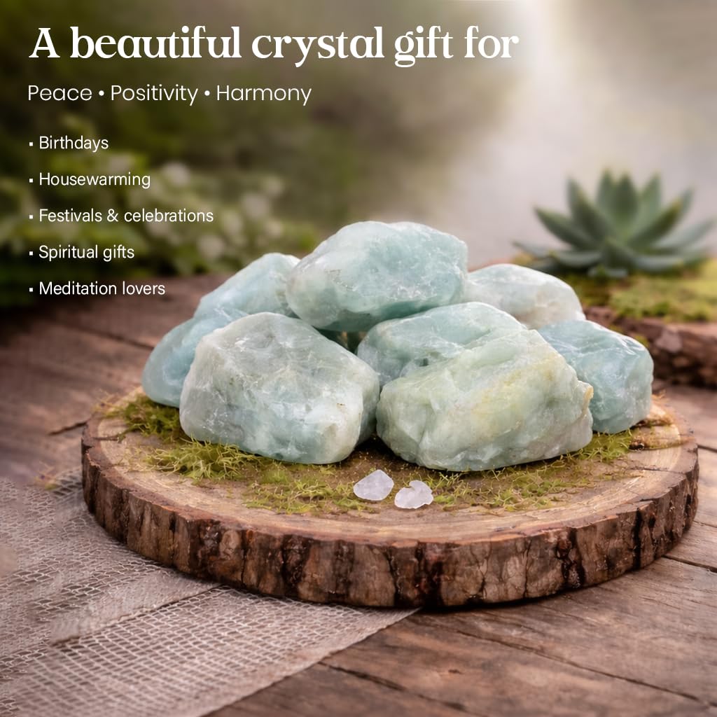Crocon 1LB Aquamarine Rough Bulk Natural Stone Raw Stone Tumbling Cabbing Polishing Mining Chakra Balancing Reiki and Crystal Healing Good Luck Home Office Decor