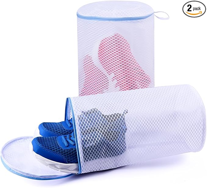2 Pack Shoes Wash Bags,Shoe Washing Machine Bag,shoe laundry bag for washing machineï¼Honeycomb Mesh Laundry Bags with Zipper for Sneakers,Running Shoes,Sock,Bras,Delicates and Toysï¼14 in x 7.8 inï¼