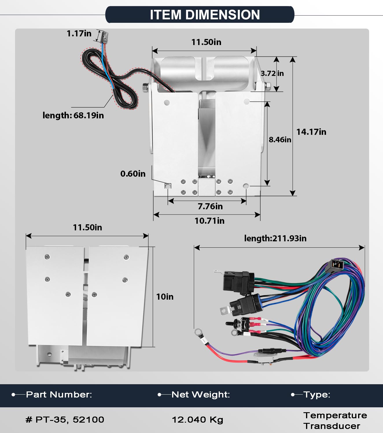 3002.1017 52100 For CMC PT-35 Outboard Motor Tilt and Trim Jack Plate & Wiring Cable Harness Kit For up to 35 HP Power and Smaller Motors Outboard Motor Electric Hydraulic Tilt & Trim
