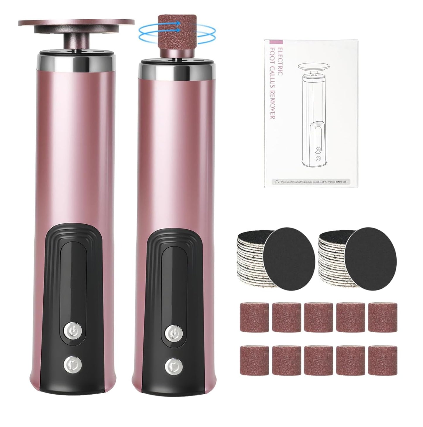 Callus Remover for feet, Electric Foot Callus Remover, Foot File with 6 Adjustable Speed, Foot Scrubber Scraper with 2 Grinding Heads & Sandpaper Discs, Pedicure Tools for feet with Digital Display