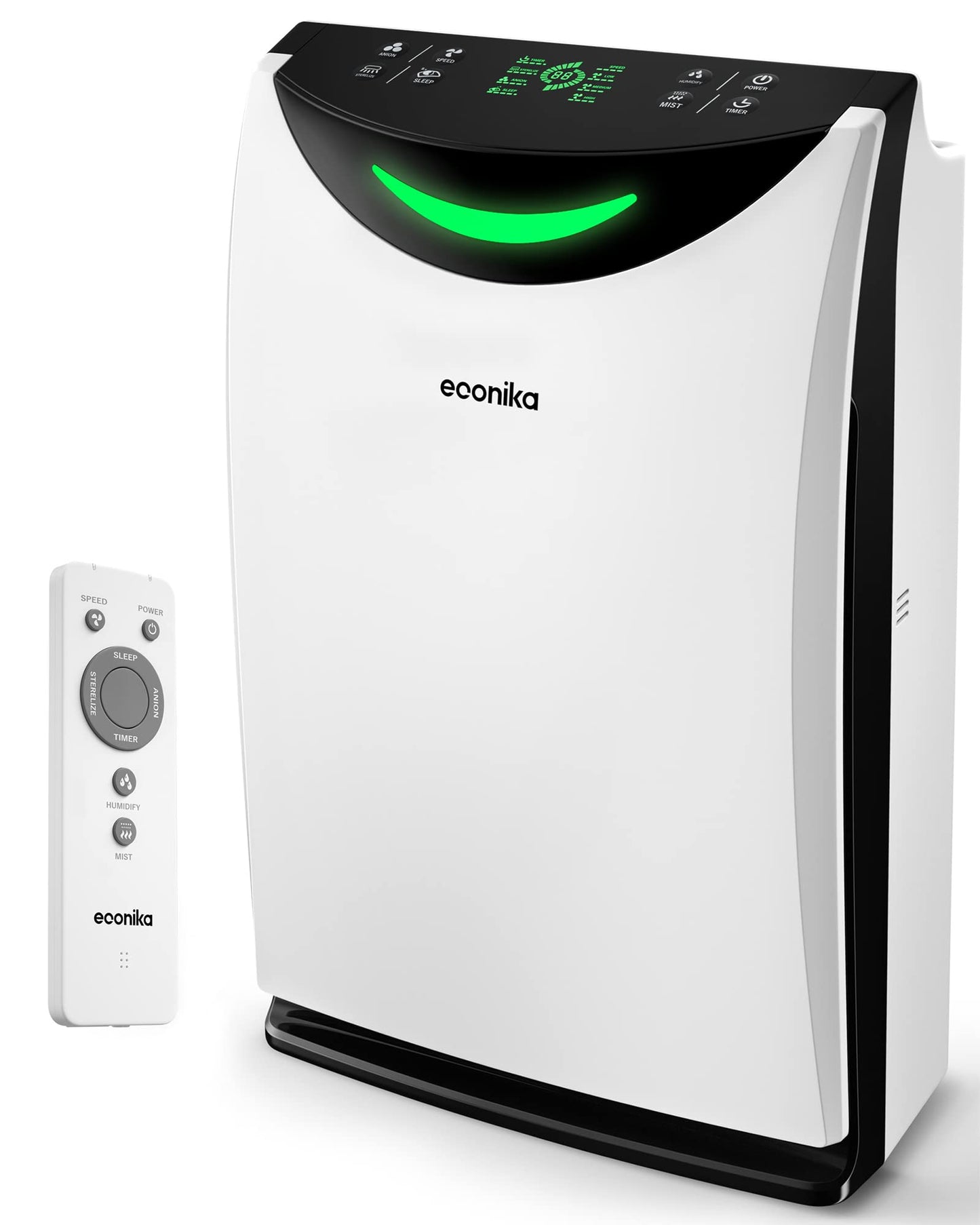 Econika Air Purifier and Humidifier Combo – HEPA Air Purifier with UV Light, Quiet for Bedroom and Living Room – Whole House Large Room Cleaner