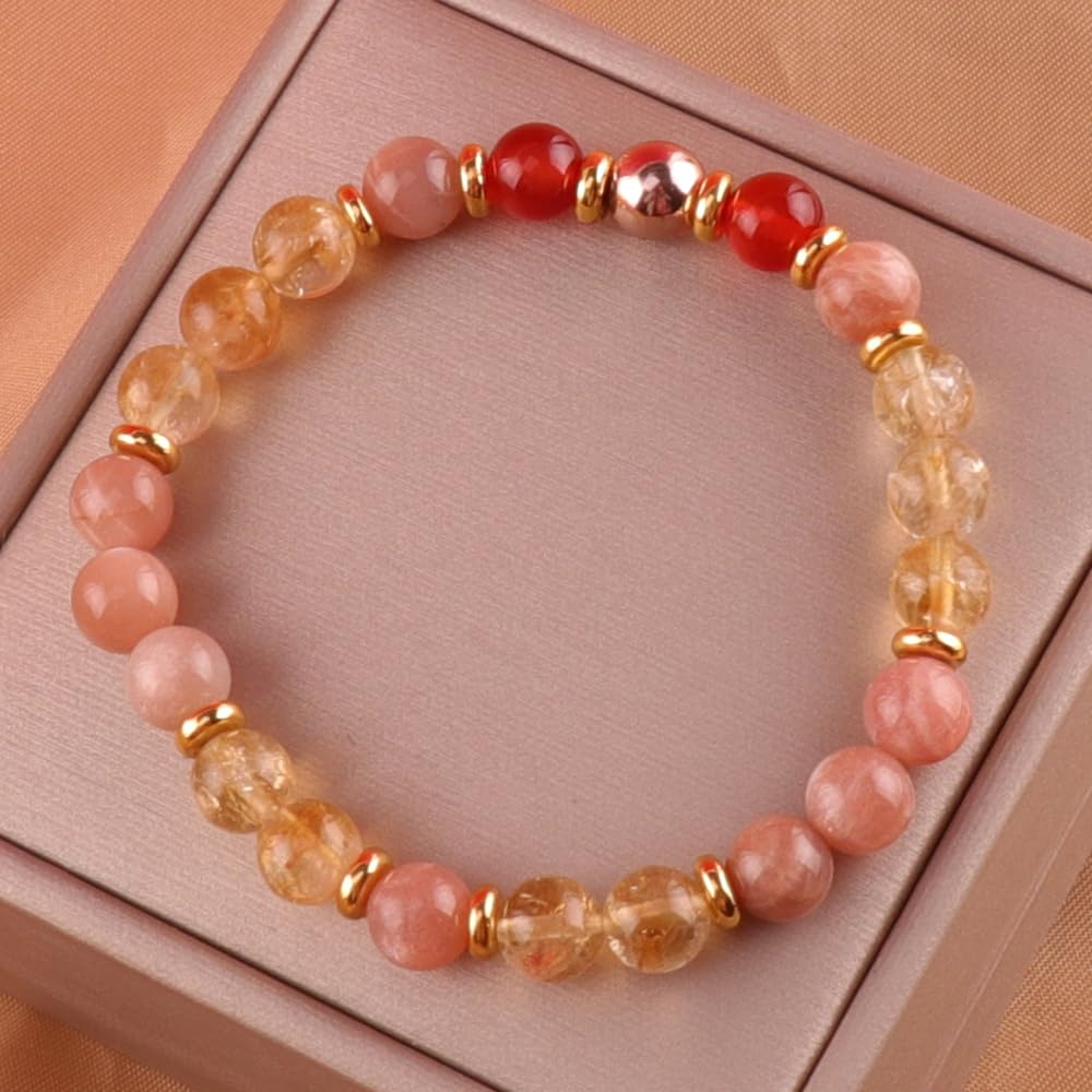 KSQS Healing Stone Bead Bracelet for Women, Natural Gemstones Balance Protection Bracelet, Spiritual Crystal Beads Bracelet Anxiety Relief with Meaning Card(#1)