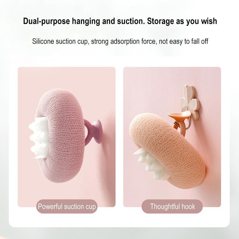 2 Pack 2-in-1 Sunflower Bath Ball Super Soft Sunflower Suction Cup Bath Ball Exfoliating Bath Sponge Cleaning Brush with Suction Cup Shower Sponges Bath Sponges Back Scrubber Shower Puffs
