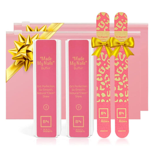Beauty Nuggets Made My Nails Buffer, Ultimate Shine 3 Way Nail Buffing Block with Professional Nail File 120/180 Grit-Perfect All in One Manicure Tool for Smooth, Shiny, Twinkling Nails (Pack of 2)