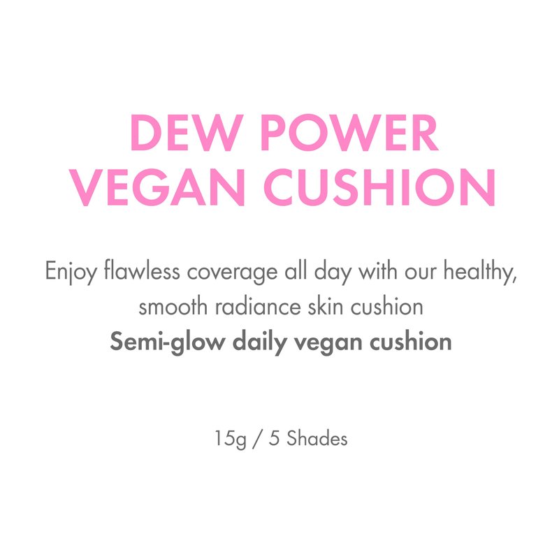 AMUSE SEOUL Dew Power Vegan Cushion Foundation (1.5 NATURAL) - Natural Semi Glow, Full Coverage, Dewy Finish, Long Lasting, Lightweight, Smooth Radiant Skin, Vegan, Korean Makeup