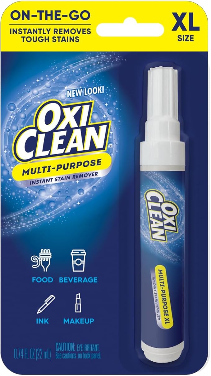 OxiClean On The Go Stain Remover Pen, 0.74 Fl Oz â Instant Travel Stain Cleaner for Clothes, Food, Wine, Coffee, Makeup, Portable & Easy Use